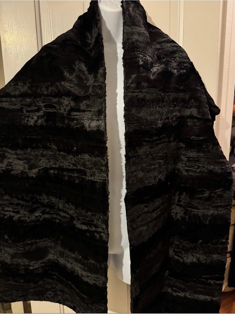 Black Elsa Faux Fur Shawl Collar Coat - Women